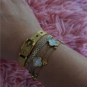 Gold and White Bracelet Set